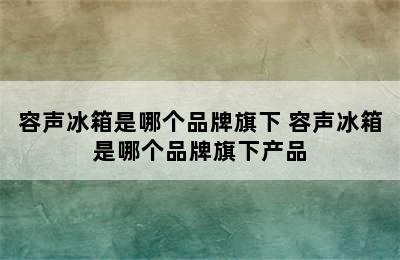 容声冰箱是哪个品牌旗下 容声冰箱是哪个品牌旗下产品